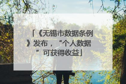 《无锡市数据条例》发布，“个人数据”可获得收益