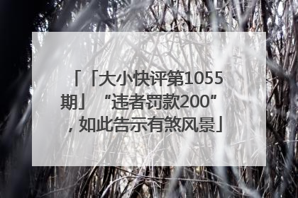 「大小快评第1055期」“违者罚款200”，如此告示有煞风景