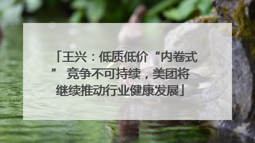 王兴：低质低价“内卷式” 竞争不可持续，美团将继续推动行业健康发展