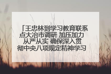 王忠林到学习教育联系点大冶市调研 加压加力 从严从实 确保深入贯彻中央八项规定精神学习教育取得实效
