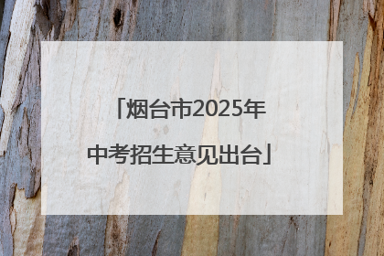烟台市2025年中考招生意见出台