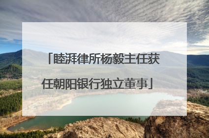 睦湃律所杨毅主任获任朝阳银行独立董事