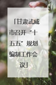 甘肃武威市召开“十五五”规划编制工作会议