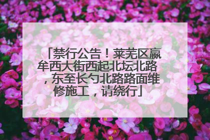 禁行公告！莱芜区嬴牟西大街西起北坛北路，东至长勺北路路面维修施工，请绕行