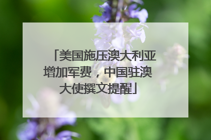 美国施压澳大利亚增加军费，中国驻澳大使撰文提醒