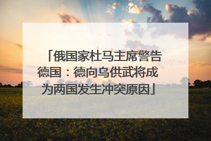 俄国家杜马主席警告德国：德向乌供武将成为两国发生冲突原因