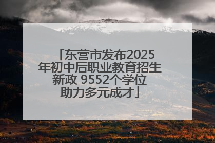 东营市发布2025年初中后职业教育招生新政 9552个学位助力多元成才