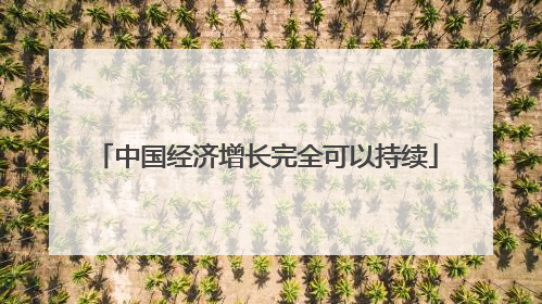 中国经济增长完全可以持续