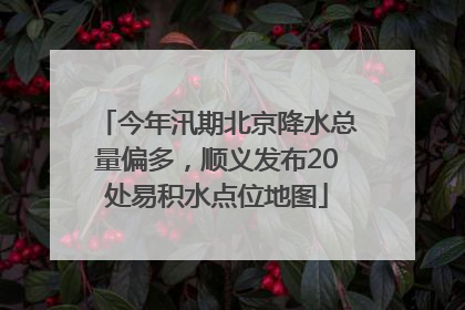 今年汛期北京降水总量偏多，顺义发布20处易积水点位地图