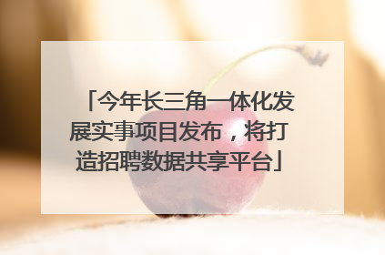 今年长三角一体化发展实事项目发布，将打造招聘数据共享平台