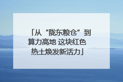 从“陇东粮仓”到算力高地 这块红色热土焕发新活力