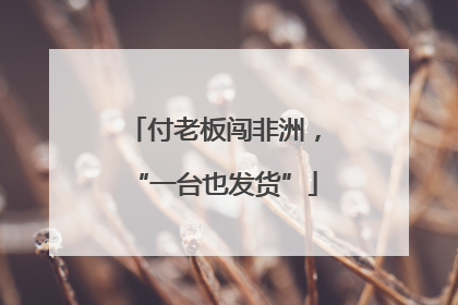 付老板闯非洲，“一台也发货”