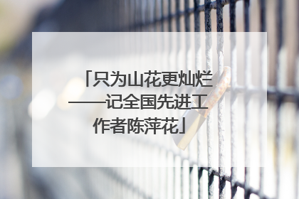 只为山花更灿烂——记全国先进工作者陈萍花
