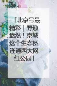 北京号最精彩｜野趣盎然！京城这个生态桥连通两大网红公园