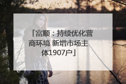 富顺：持续优化营商环境 新增市场主体1907户