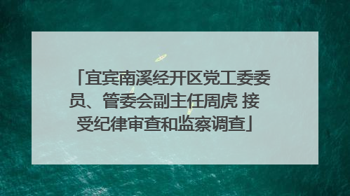 宜宾南溪经开区党工委委员、管委会副主任周虎 接受纪律审查和监察调查