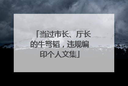 当过市长、厅长的牛弩韬，违规编印个人文集