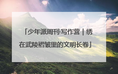 少年派周刊·写作营｜绣在武陵褶皱里的文明长卷