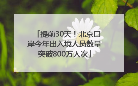 提前30天！北京口岸今年出入境人员数量突破800万人次