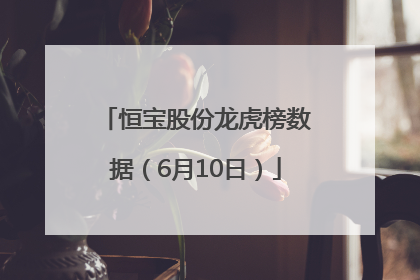 恒宝股份龙虎榜数据（6月10日）