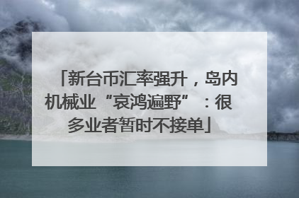新台币汇率强升，岛内机械业“哀鸿遍野”：很多业者暂时不接单