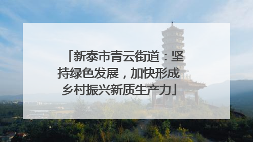 新泰市青云街道：坚持绿色发展，加快形成乡村振兴新质生产力