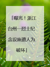 曝光！浙江台州一烈士纪念设施遭人为破坏