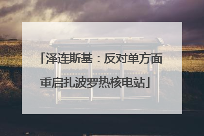 泽连斯基：反对单方面重启扎波罗热核电站