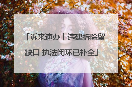 诉来速办丨违建拆除留缺口 执法闭环已补全