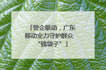 警企联动，广东移动全力守护群众“钱袋子”