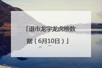 退市龙宇龙虎榜数据（6月10日）