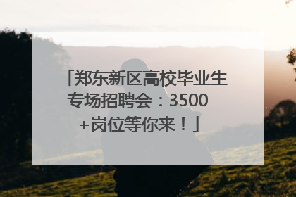 郑东新区高校毕业生专场招聘会：3500+岗位等你来！