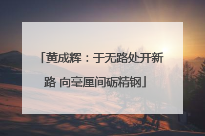 黄成辉：于无路处开新路 向毫厘间砺精钢