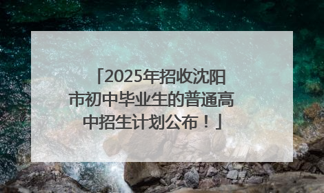 2025年招收沈阳市初中毕业生的普通高中招生计划公布！